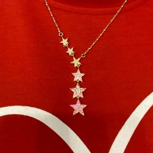 18k gold pave crystal star necklace